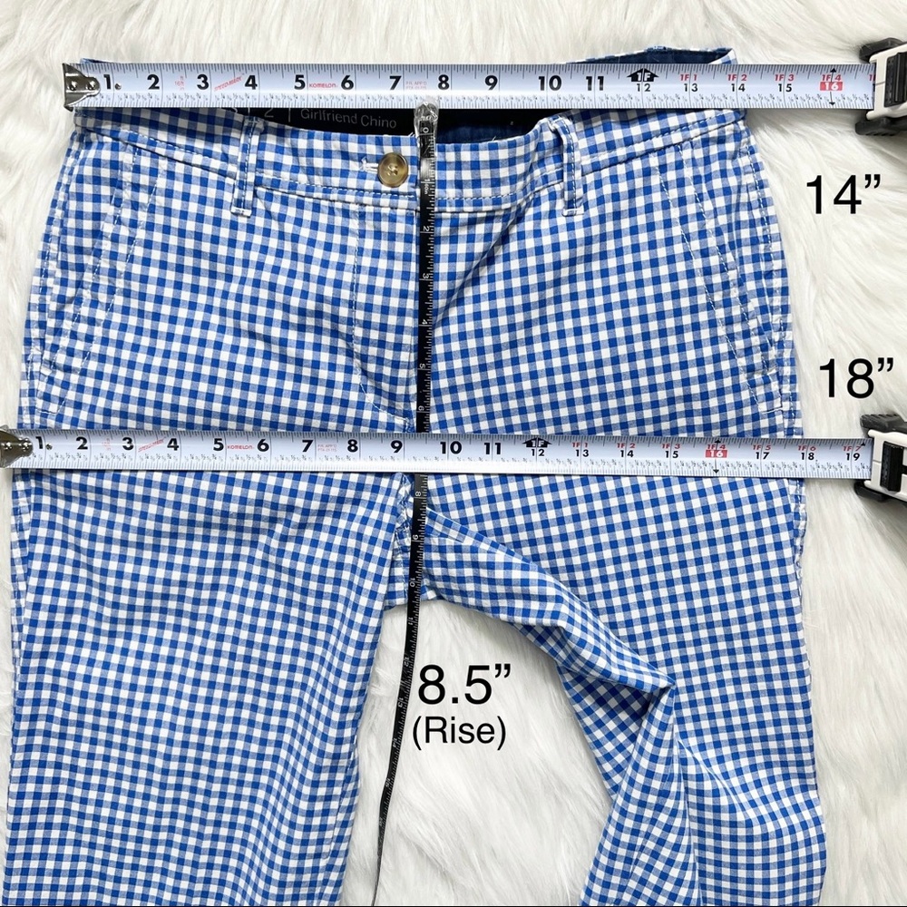 SOLD-Talbots Blue and White Gingham Check Print Girlfriend Chino Pants - Picture 9 of 10